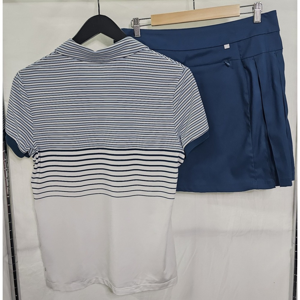 Puma Golf Size Large Womens Sporty Collared Activewear Outfit Polo Top Skort Set - Picture 2 of 16